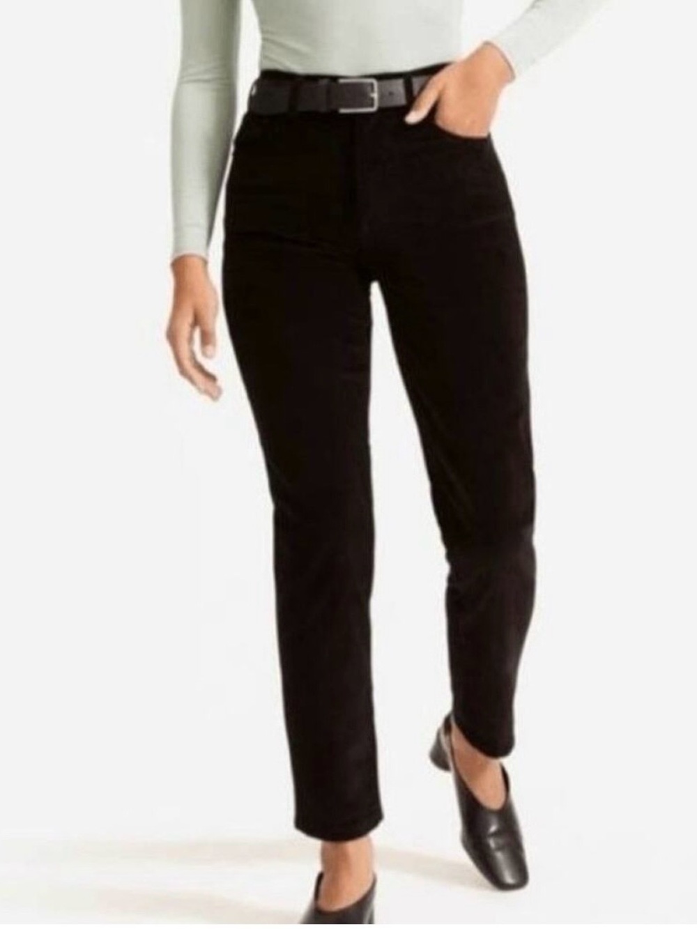 Everlane Black Baby Corduroy Cheeky Straight-Leg Pant